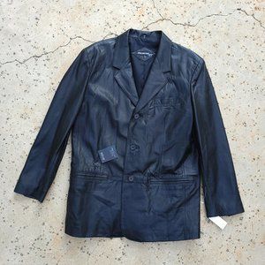 JONES NEW YORK Black Nappa Lamb Sportscoat 40R